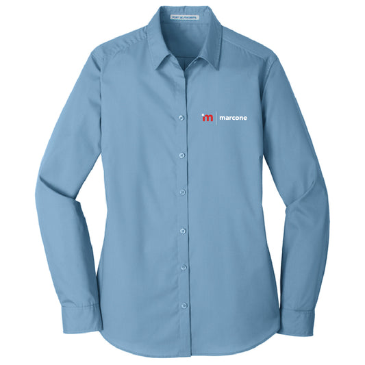 Port Authority Women's Long Sleeve Poplin Shirt with Marcone Logo
