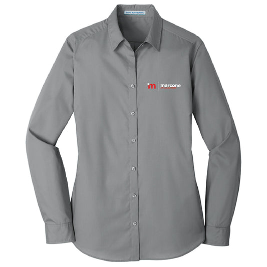 Port Authority Women's Long Sleeve Poplin Shirt with Marcone Appliance Logo