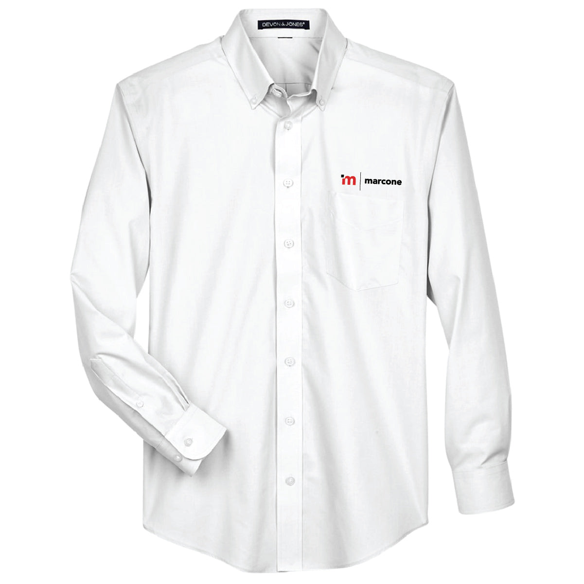 Devon & Jones Men's Broadcloth Woven Dress Shirt with Marcone Logo