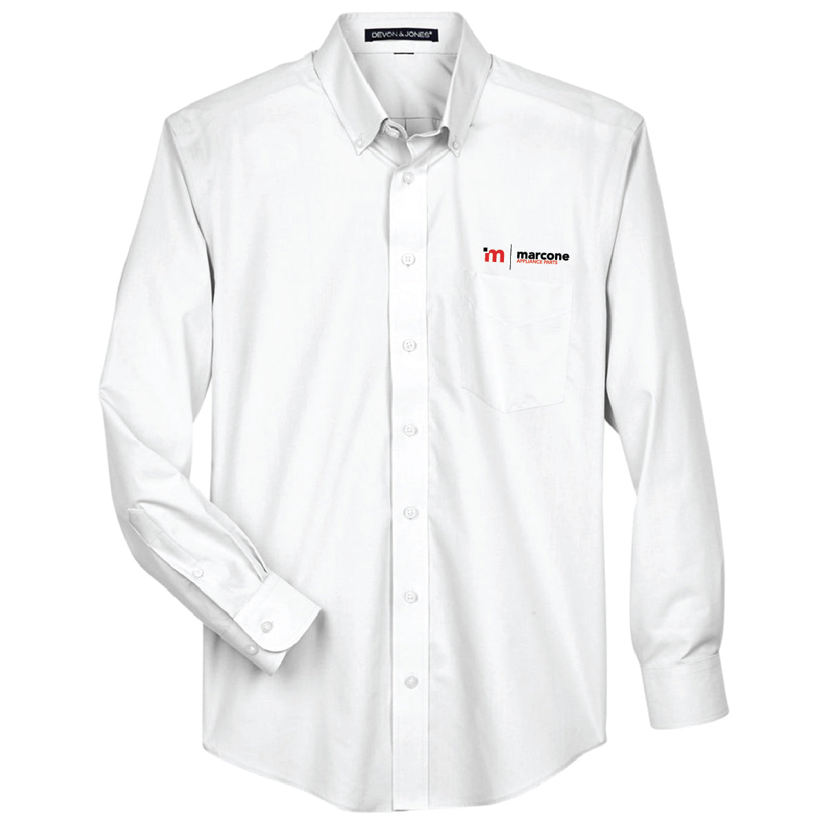Devon & Jones Men's Broadcloth Woven Dress Shirt with Marcone Appliance Logo