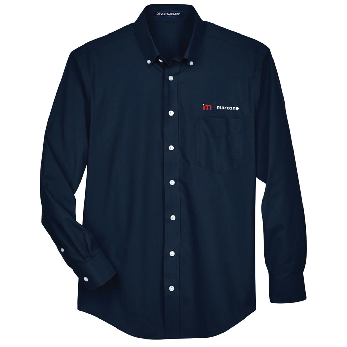 Devon & Jones Men's Broadcloth Woven Dress Shirt with Marcone Logo