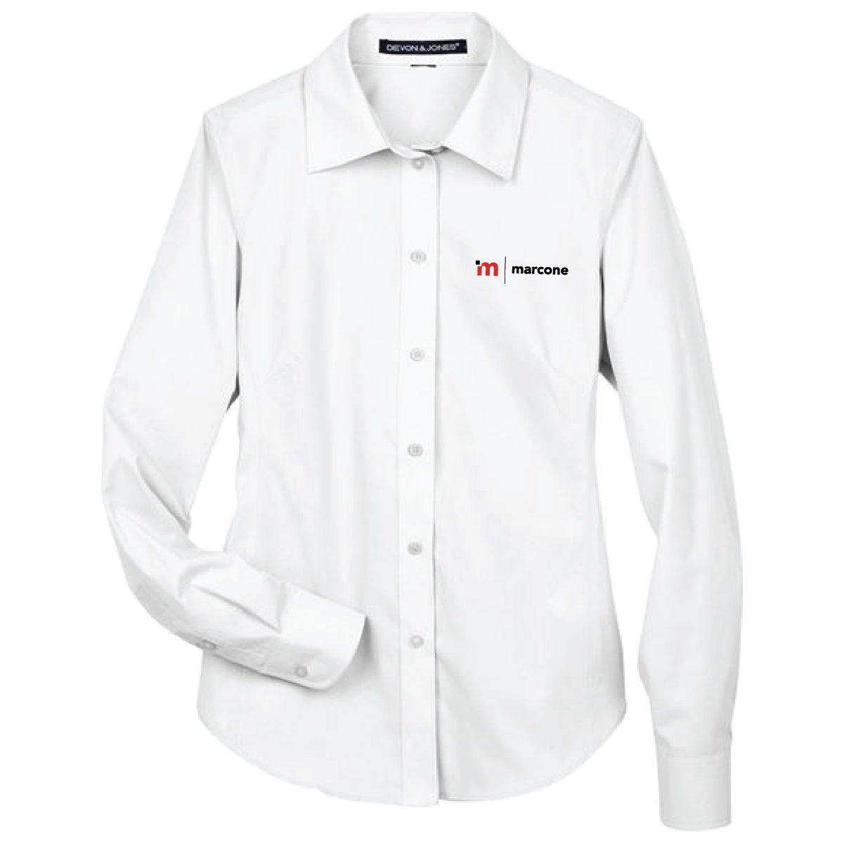 Devon & Jones Women's Broadcloth Woven Dress Shirt with Marcone Logo