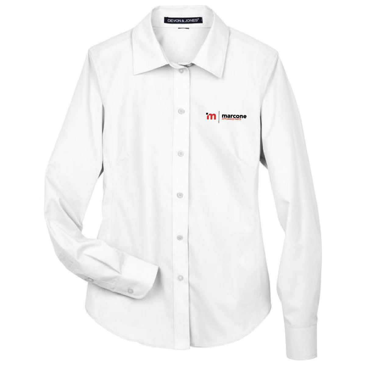 Devon & Jones Women's Broadcloth Woven Dress Shirt with Marcone Appliance Logo