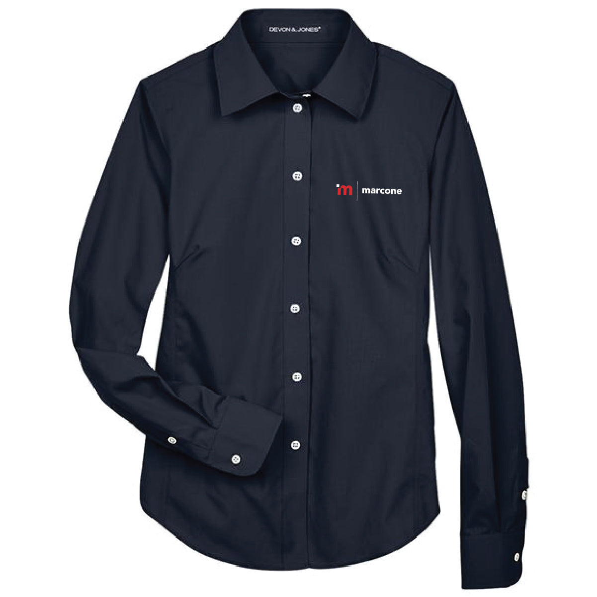 Devon & Jones Women's Broadcloth Woven Dress Shirt with Marcone Logo