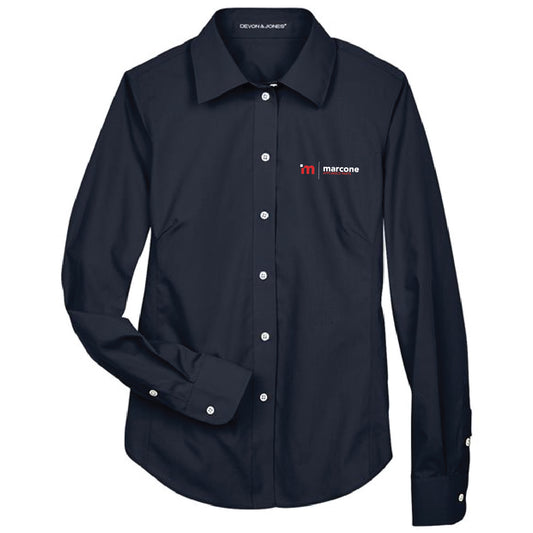 Devon & Jones Women's Broadcloth Woven Dress Shirt with Marcone Appliance Logo